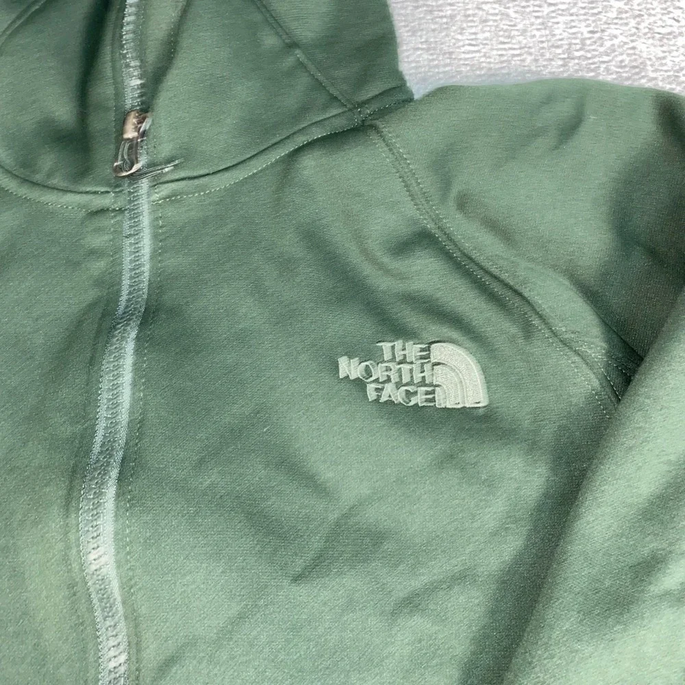 The North Face Full Zip Hoodie Mens Small Green Fleece Lined Athletic Jacket EUC